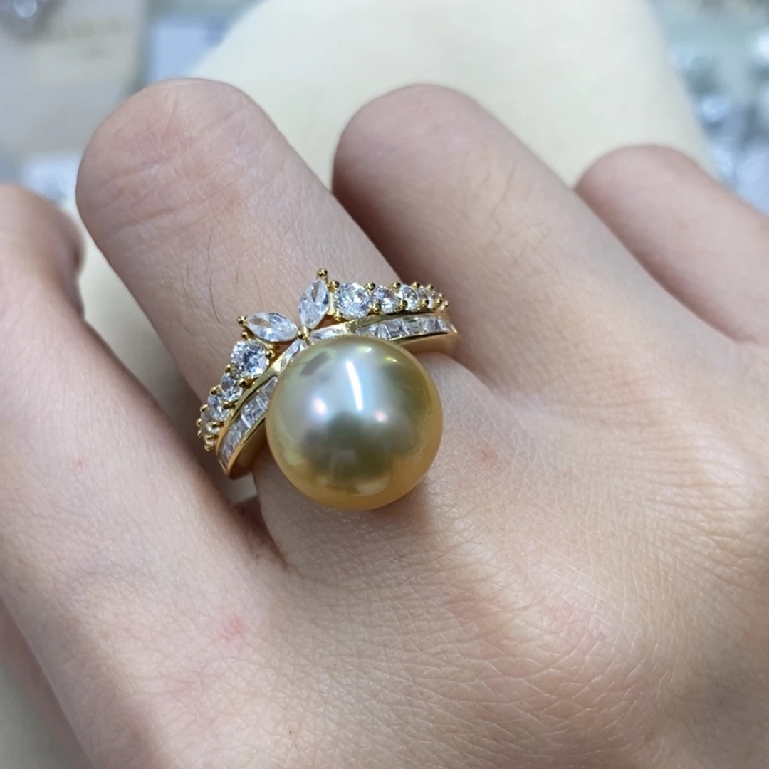 银S925镶嵌戒圈海水珍珠，链接10