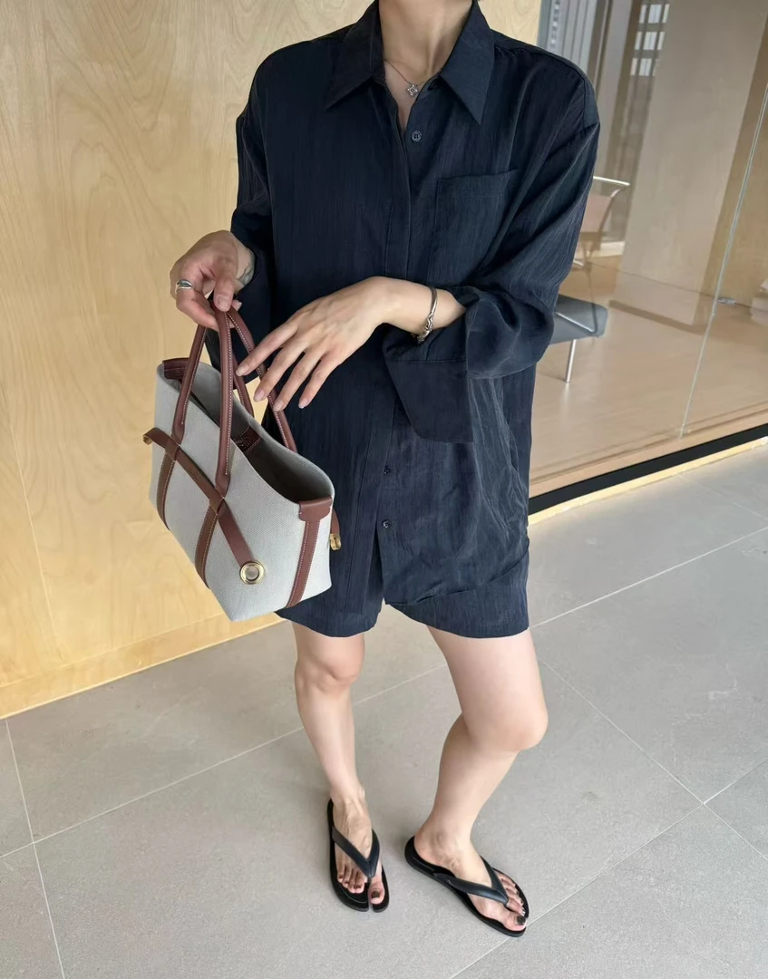 SS251517  夏日清爽慵懒风褶皱肌理感天丝防晒套装