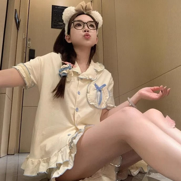 甜美蝴蝶结纯棉洋气减龄睡衣女睡衣女款爆款2025新款家居服套装