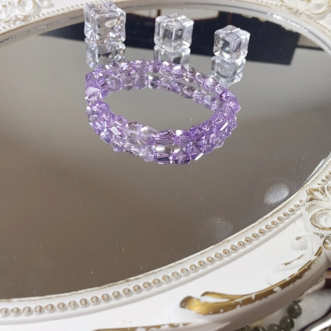 水晶手链未镶嵌不规则玻紫随形