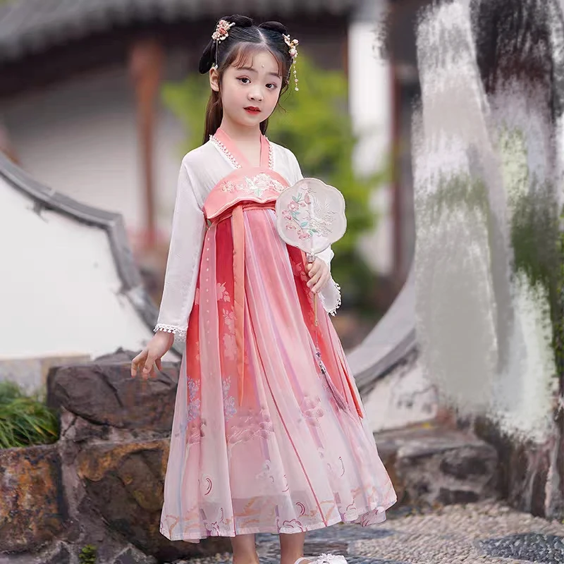 2210女童长袖汉服裙刺绣汉服裙长裙