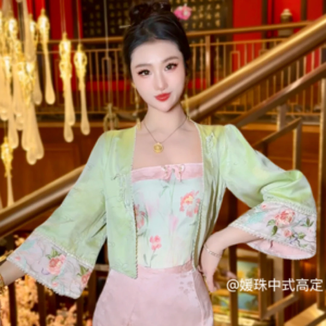 【媛珠 青黛绫罗】重工短款显瘦新中式上衣开衫日常大袖春夏刺绣