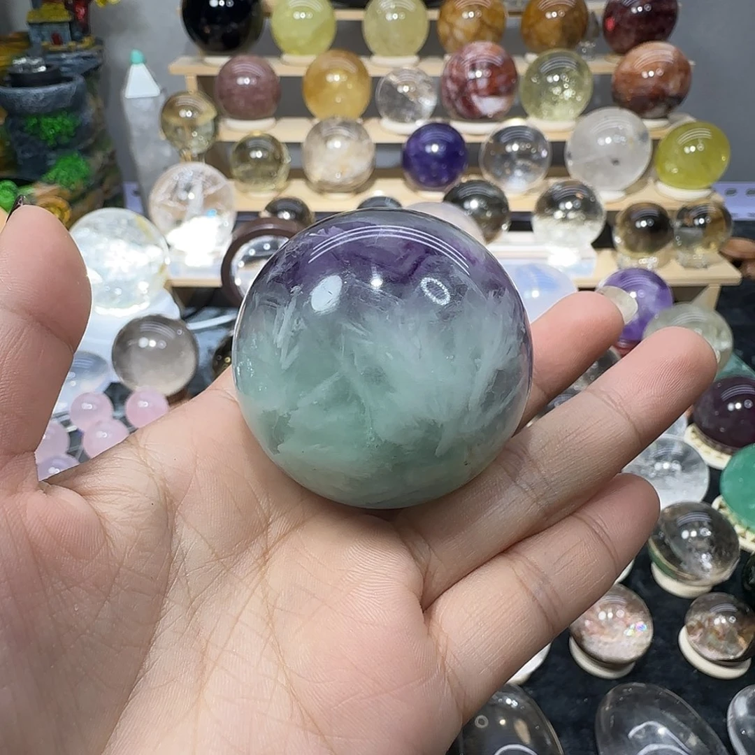 珠宝半成品水晶未镶嵌羽毛莹石