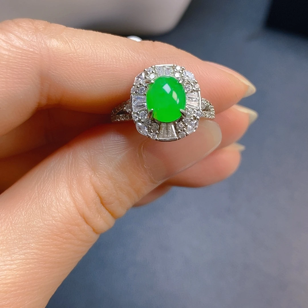 翡翠银S925镶嵌戒指