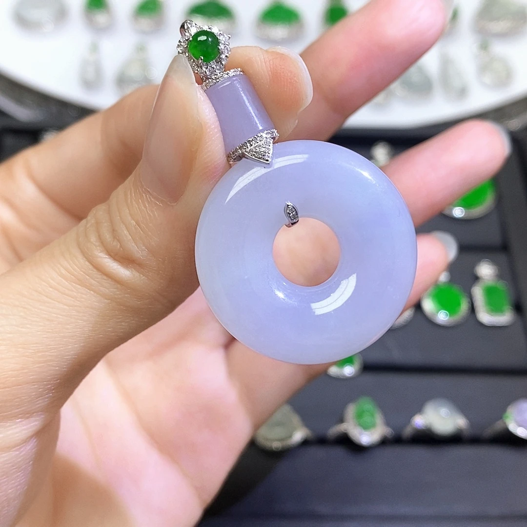 翡翠18K金镶嵌吊坠(不含链)