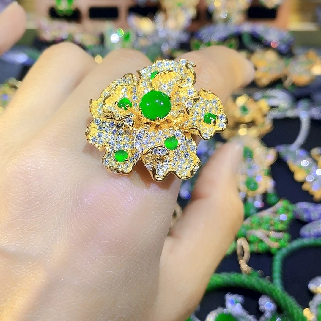 吊坠(不含链)银S925镶嵌翡翠