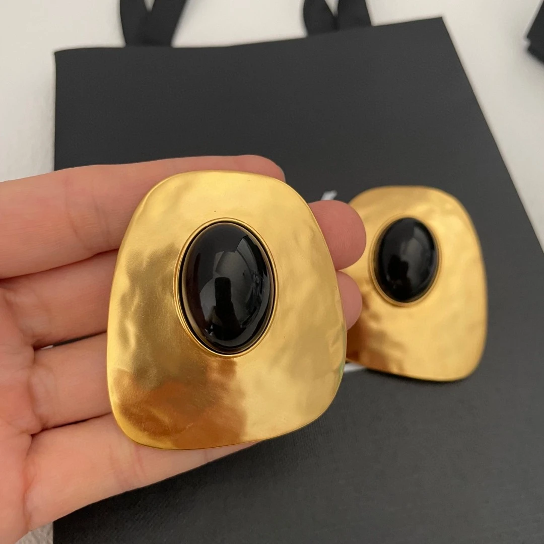 铜合金莫桑石耳饰 欧美新款时尚耳饰绿色欧若智性风夸张耳夹气质