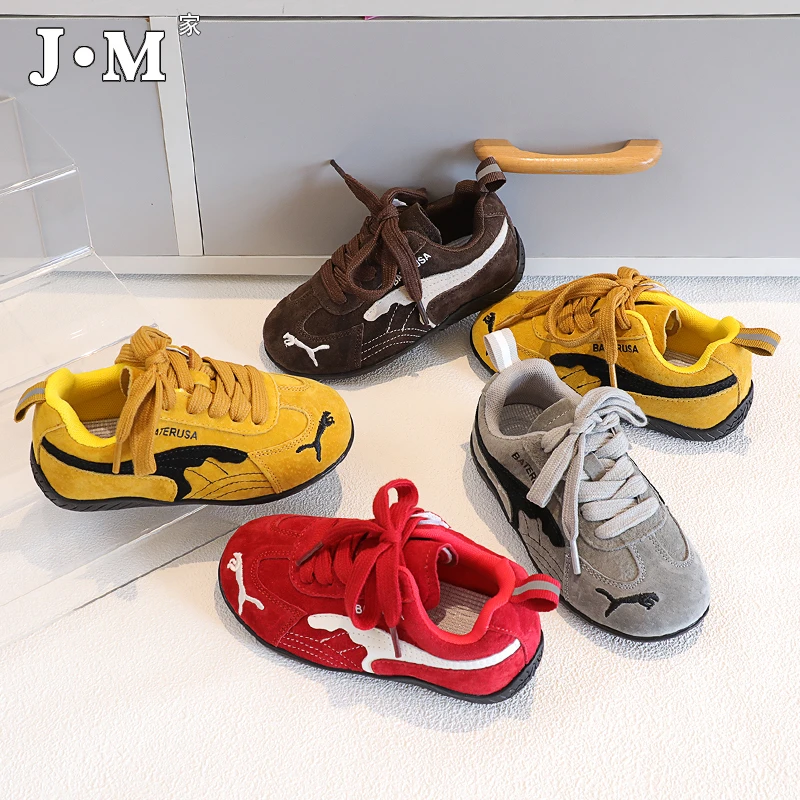 儿童德训鞋真皮2025新款秋季透气运动鞋男童鞋子防滑宝宝女童板鞋