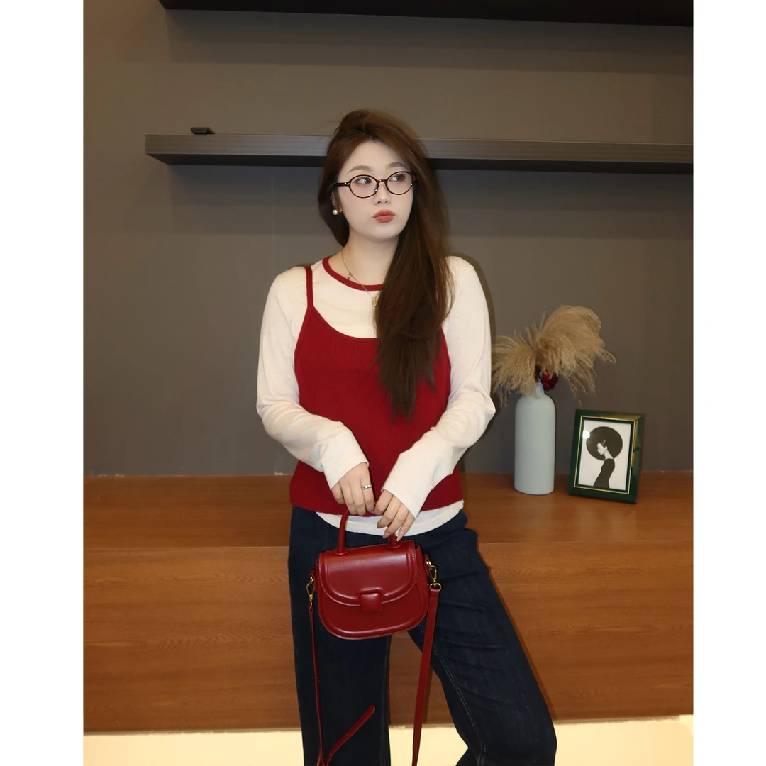 裂渡宣宣【温柔】微胖大码女春夏百搭两件套针织吊带+罩衫 ZY503A01