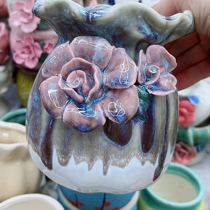 多肉绿植陶瓷花盆9.9包邮，有孔