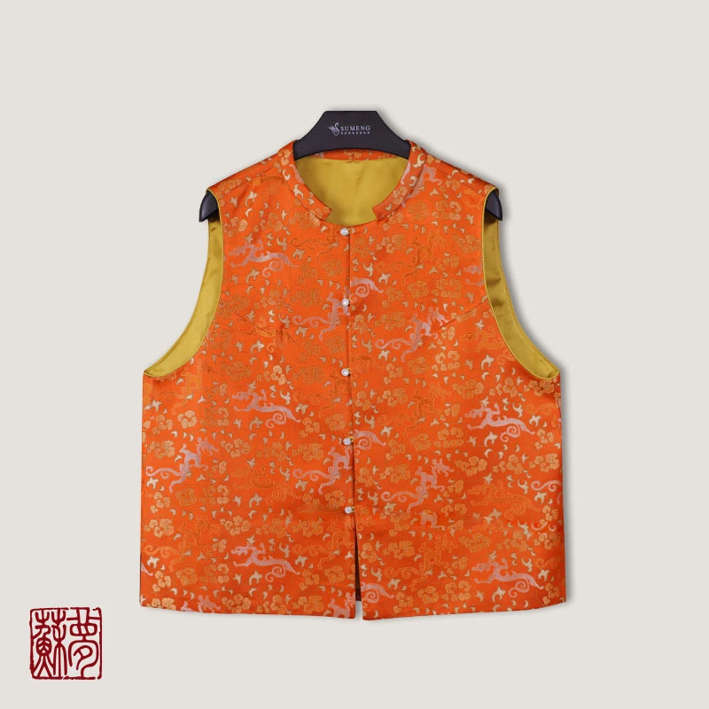 蘇夢【大橘大利】美人蕉橙圆领对襟马甲中式0104500