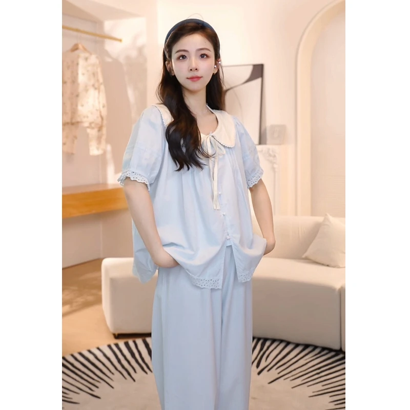 【佳怡专属】新款2025纯棉短袖宽松睡衣女夏季家居服85YY-85103