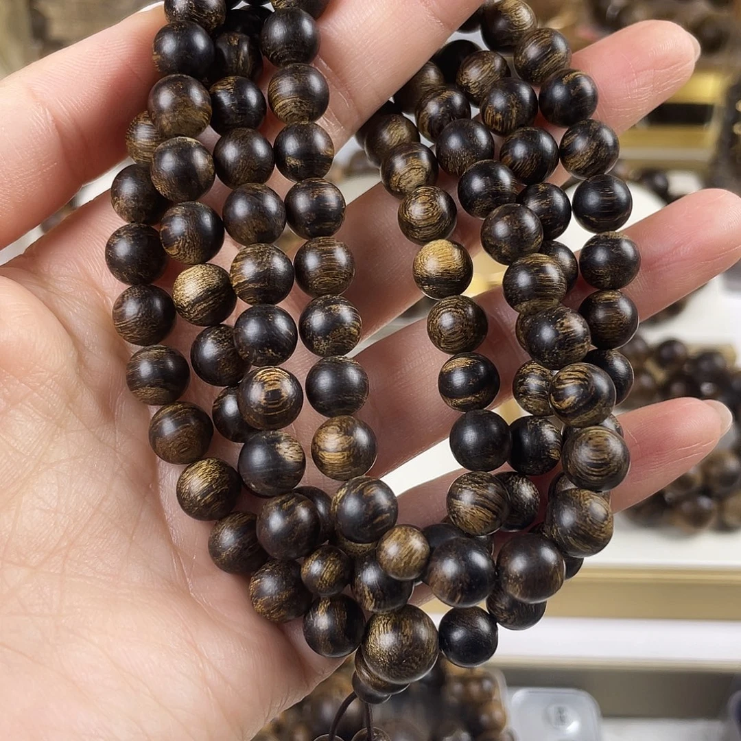允***曦沉香手串越南芽庄老白棋窖藏古董玉化瘤疤虎斑0.8×108