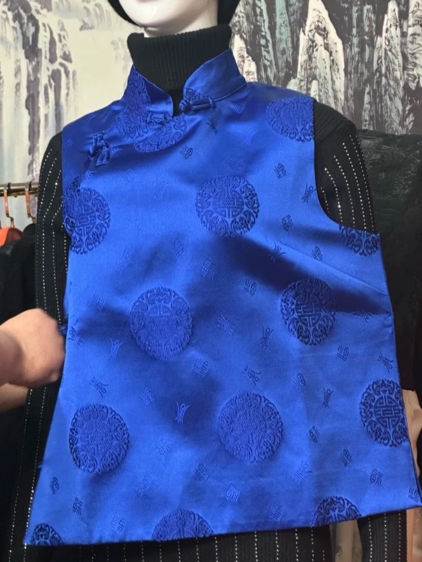 国风原创设计花瓣款唐装马甲立领马夹