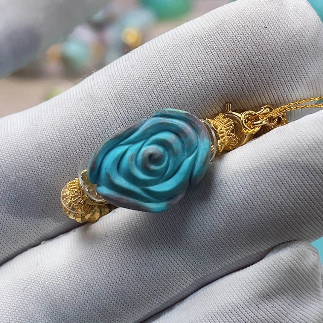 绿松石珠宝奇石18K金镶嵌