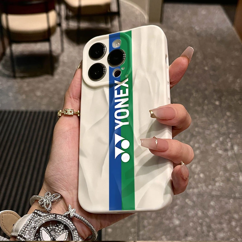 羽毛球标志适用iphone1716苹果15pro手机壳14p褶皱13磨砂12软11