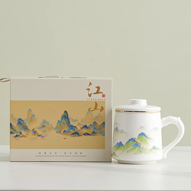 国潮陶瓷茶杯带盖茶水分离泡茶杯男女通用茶杯高颜值个人专用杯子