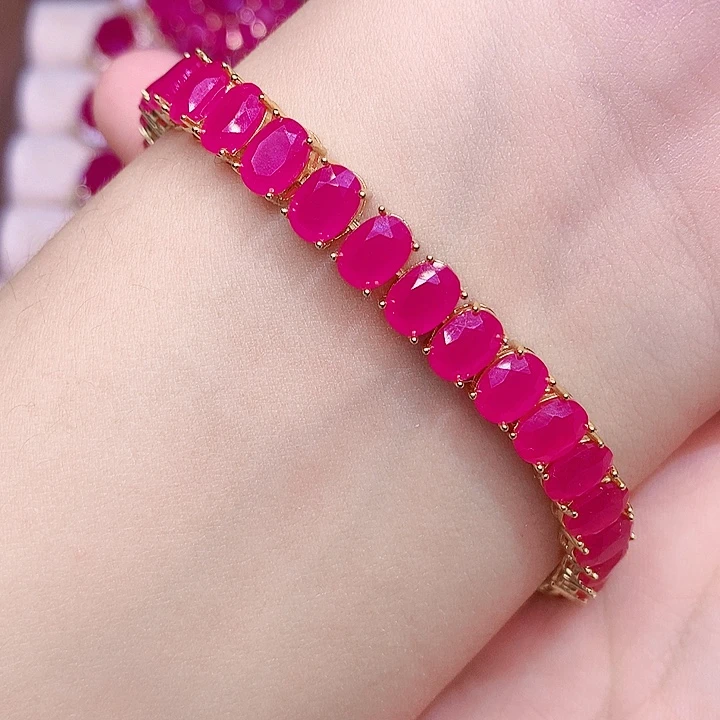 手链红宝石银S925镶嵌