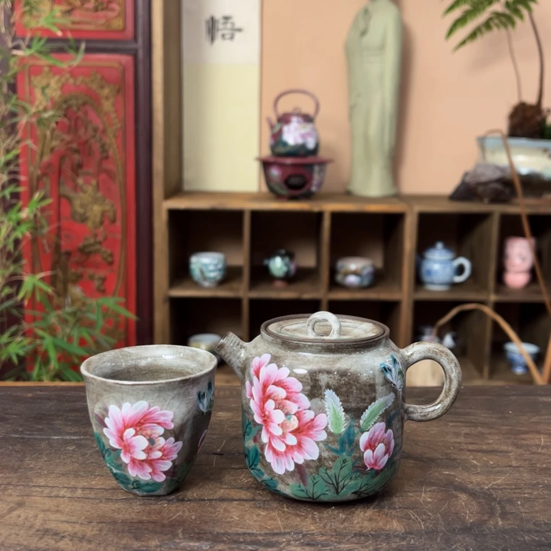 杯柴烧手工手绘陶瓷