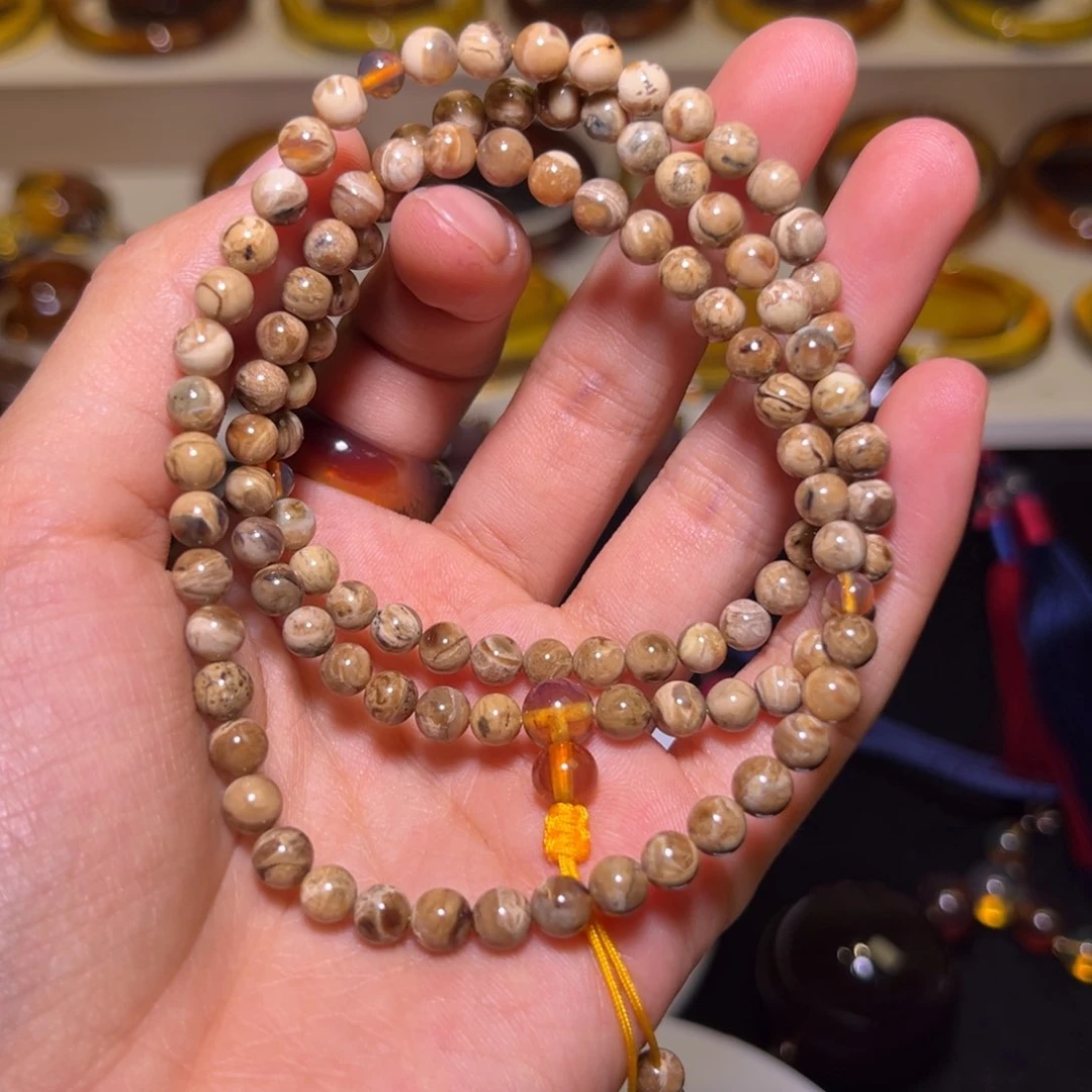 琥珀手镯未镶嵌白根手串5mm