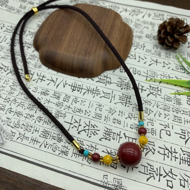 含辰砂工艺品精品紫金16mm女士锁骨链