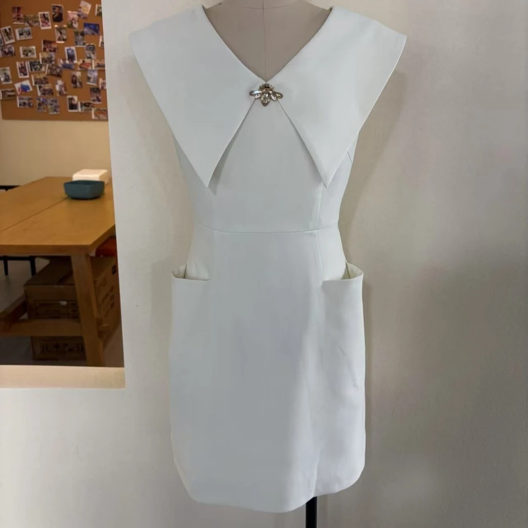 法式新款高级感气质显瘦连衣裙夏小众设计收腰短裙子女X0188