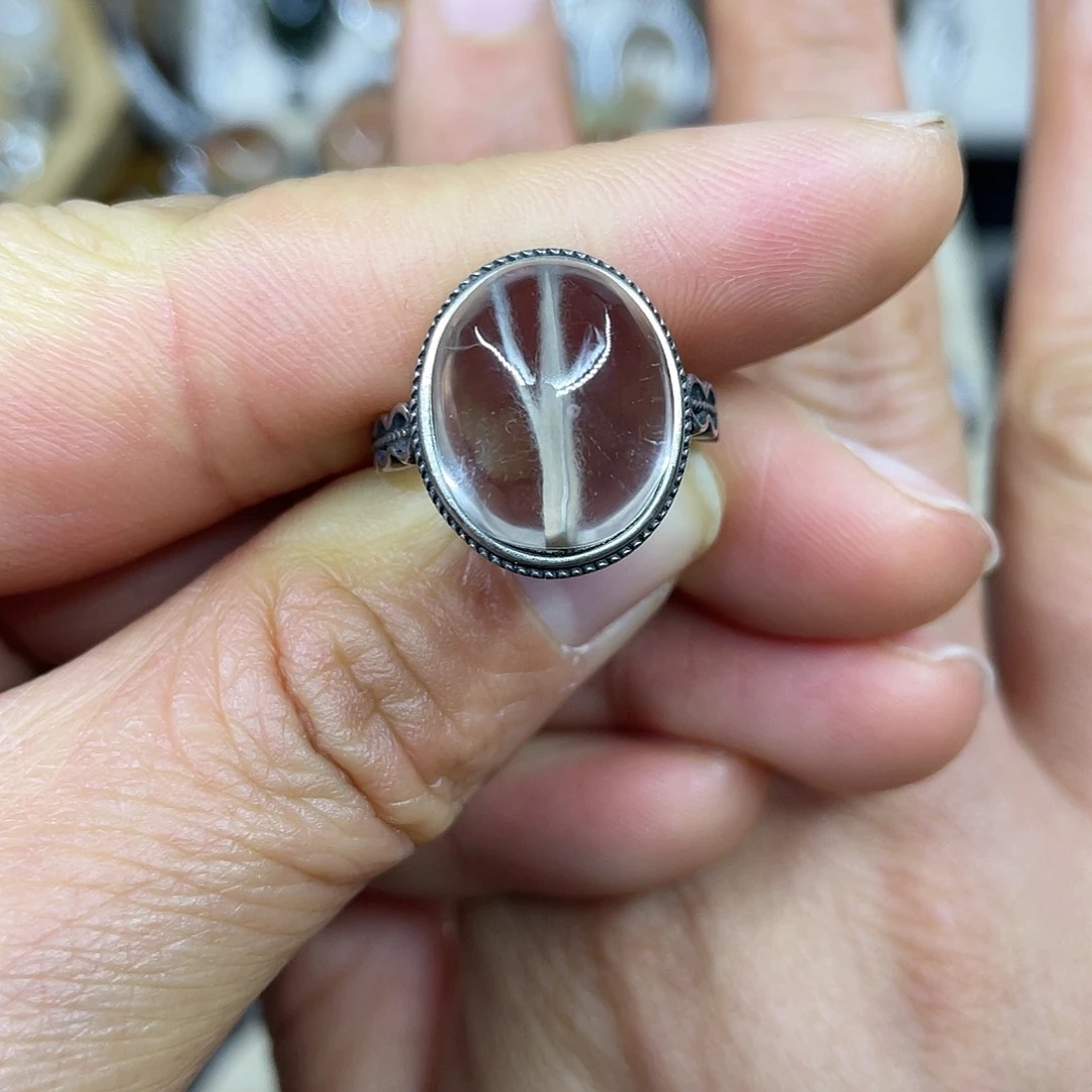 【闪购商品】银S925镶嵌珠宝半成品水晶戒指