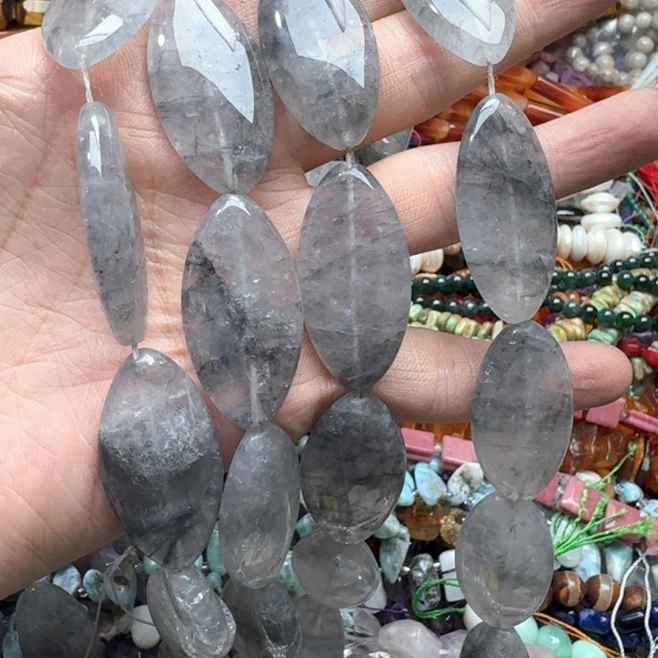 合金玛瑙/玉髓珠宝半成品一条20x40m灰水晶