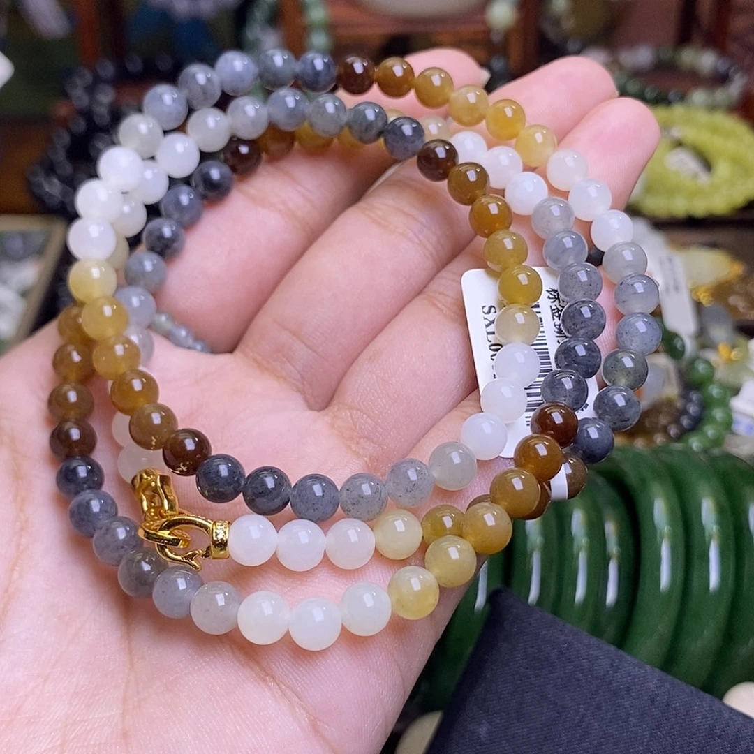 和田玉未镶嵌套链楼兰多宝毛衣链6mm