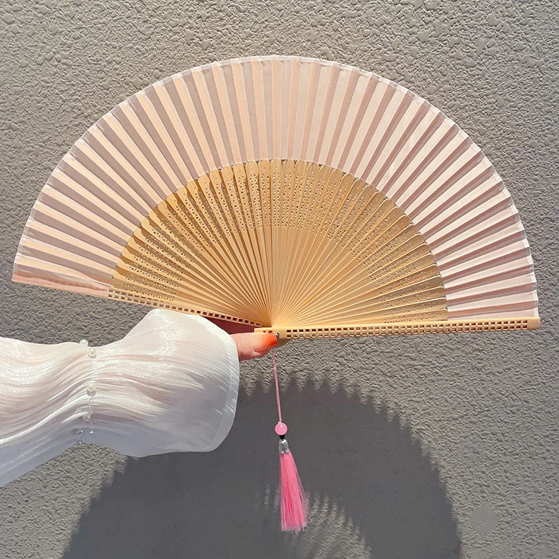 古风扇子粉色折叠扇国风配汉服旗袍纳凉扇便携新中式手伴礼竹扇