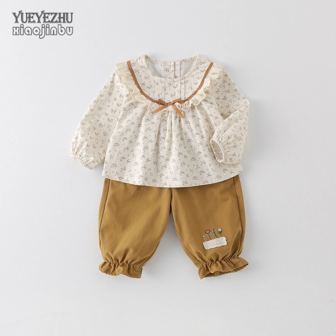 女宝宝衣服秋装套装婴幼儿春秋长袖韩版洋气碎花分体两件套儿童装