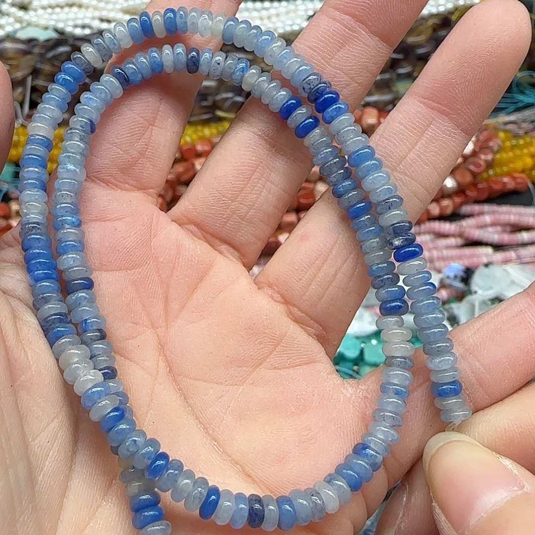 玛瑙/玉髓珠宝半成品合金蓝纹石4mm一条算盘