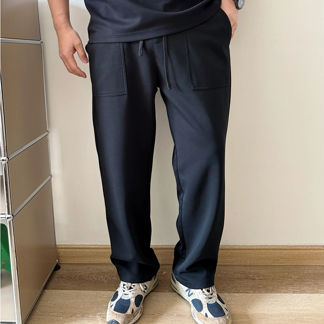DAEVU大码男装春夏薄料宽松直筒男裤弹力加肥加大男士卫裤休闲裤