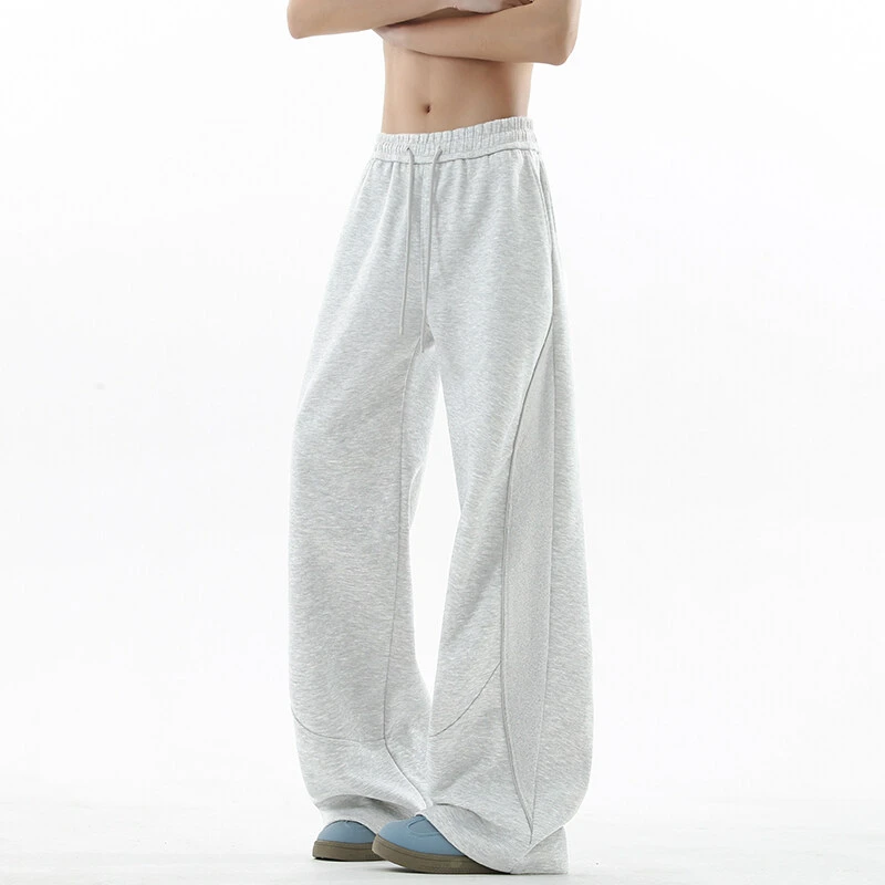 2025新款灰色弯刀裤子男2025春季重磅运动卫裤宽松直筒美式休闲裤