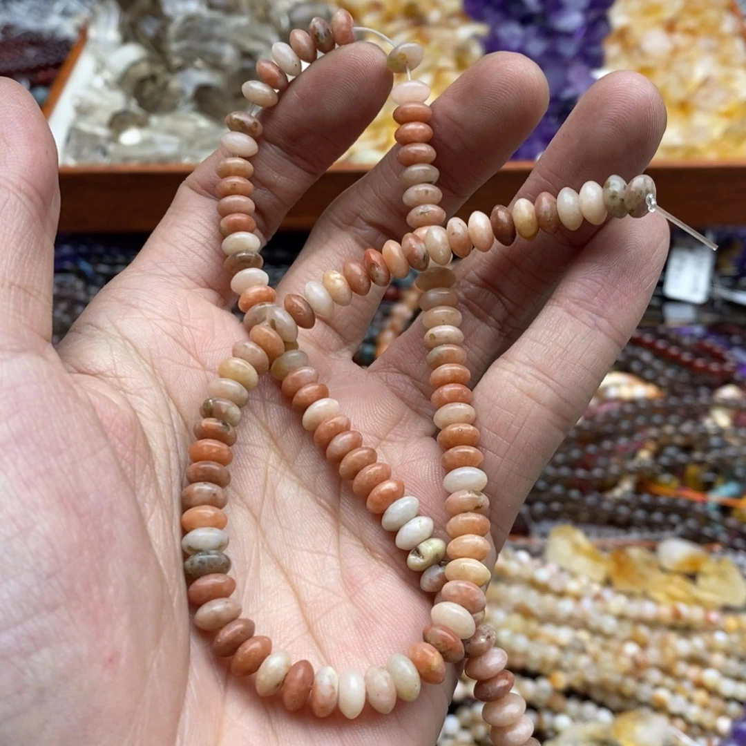 玛瑙/玉髓未镶嵌珠宝半成品一条天然6mm红梅花玉算盘珠