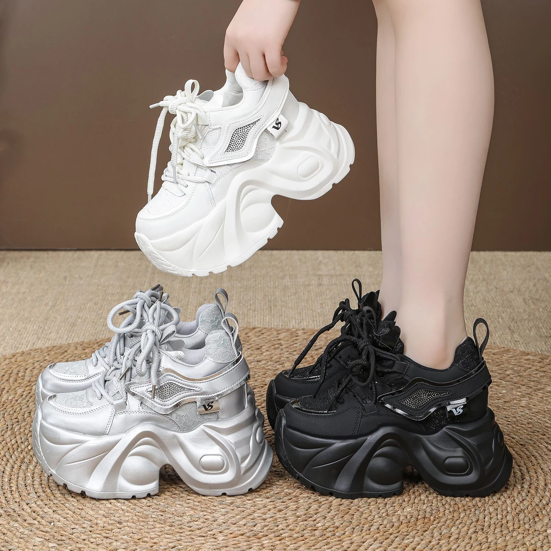 【跟高10、12厘米】厚底内增高老爹鞋女鞋2025春季新款小个子休闲鞋