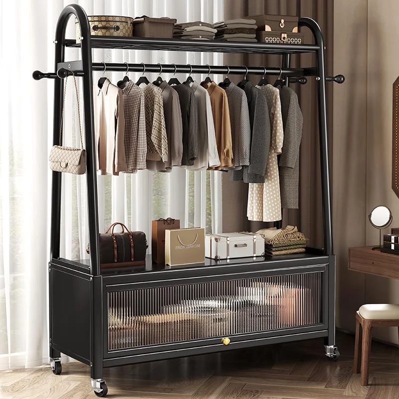 挂衣架落地卧室家用收纳柜衣帽架新款移动客厅阳台晒晾衣服架