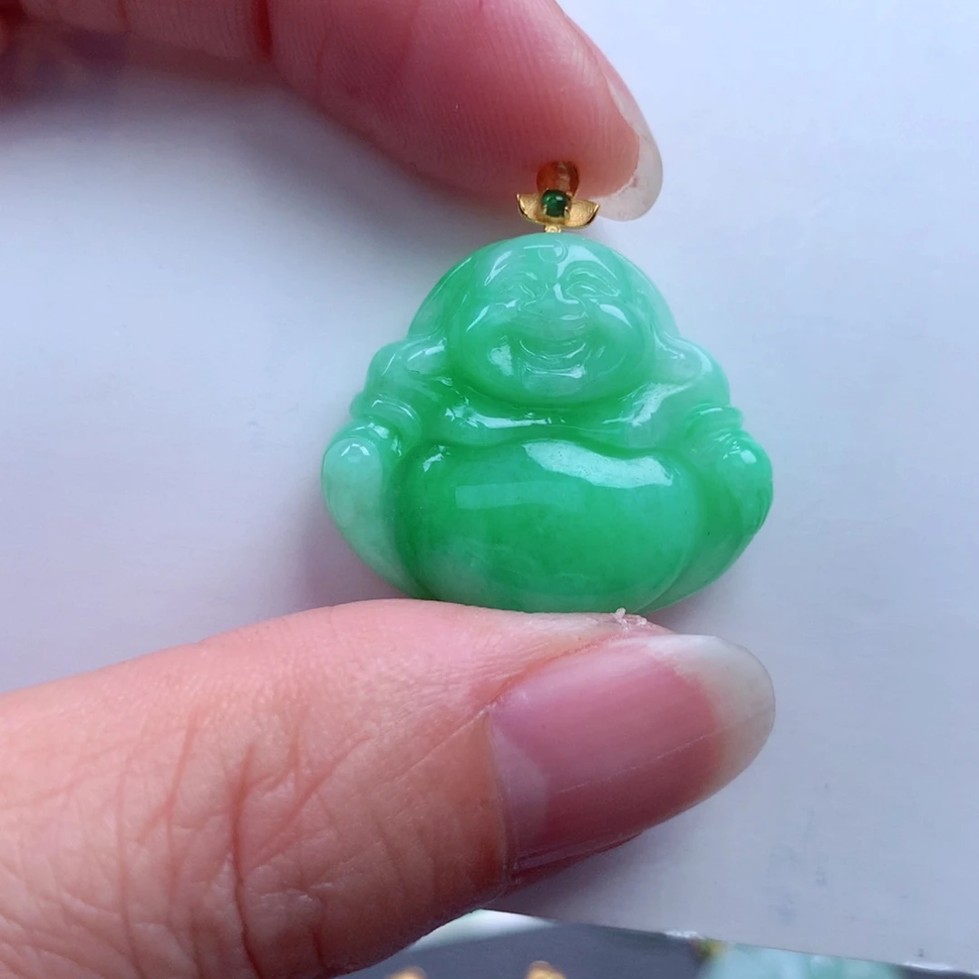 翡翠吊坠(不含链)18K金镶嵌