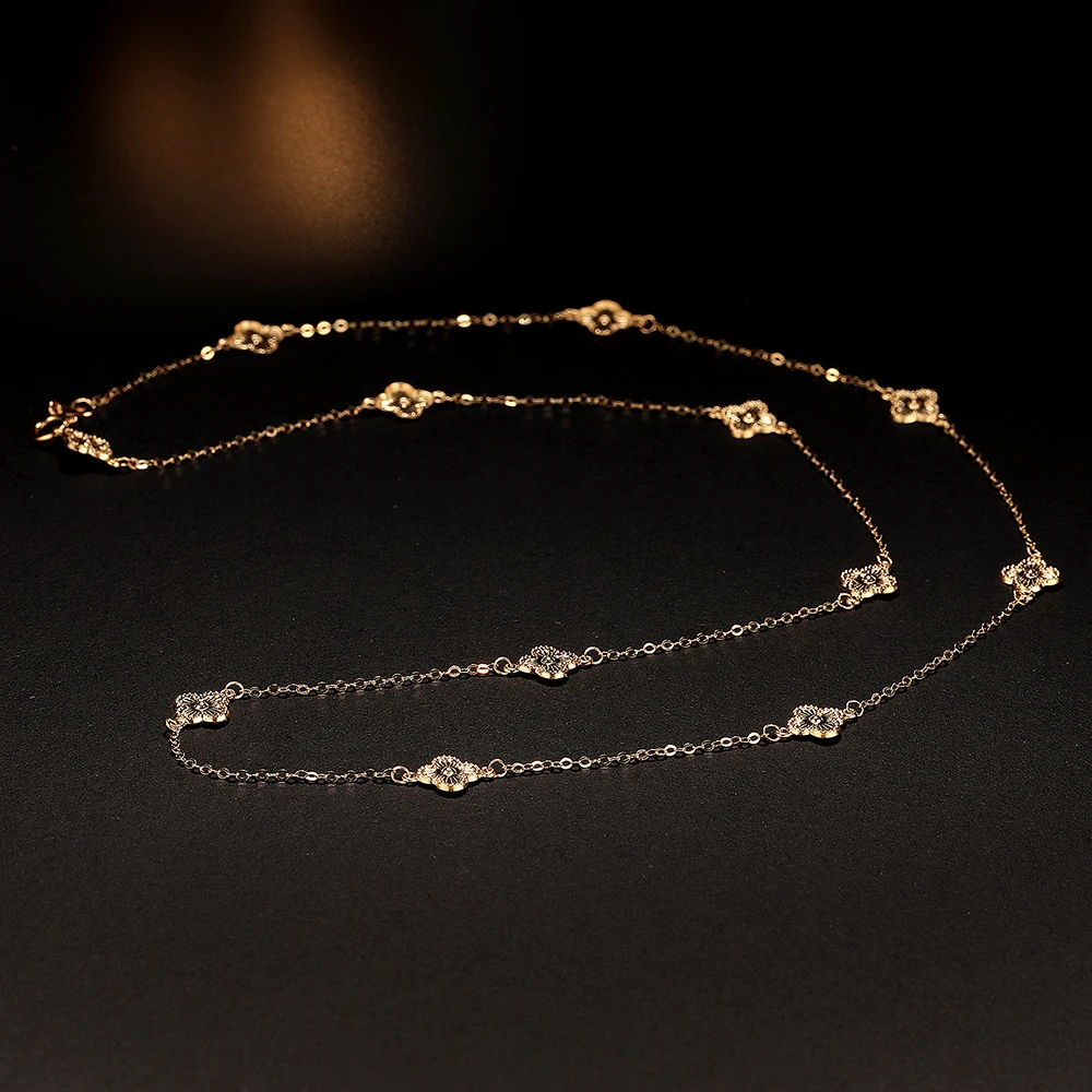 【小洁专属】18K金幸运草12花满天星项链 时尚百搭简约轻奢精致经