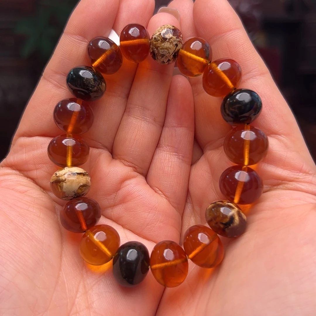 琥珀颈饰未镶嵌抚顺琥珀10261。14m m