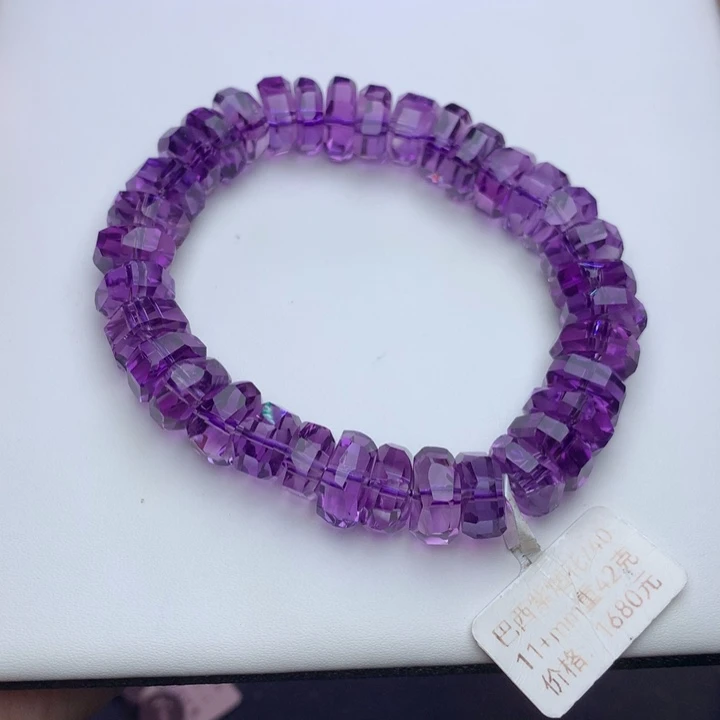 手链水晶未镶嵌巴西紫水晶烟花切11.8