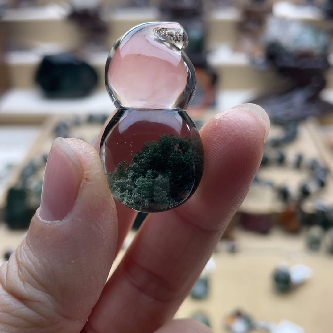 颈饰未镶嵌水晶绿幽灵聚宝盆葫芦