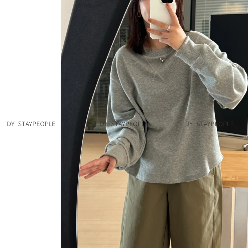 DY【面膜卫衣】太舒服了亲肤柔软透气螺纹设计纯色廓形显瘦打底卫