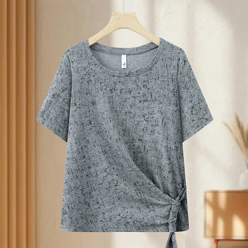 中年女士高级时髦设计感夏季小衫大码宽松显瘦法式洋气夏天T恤衫