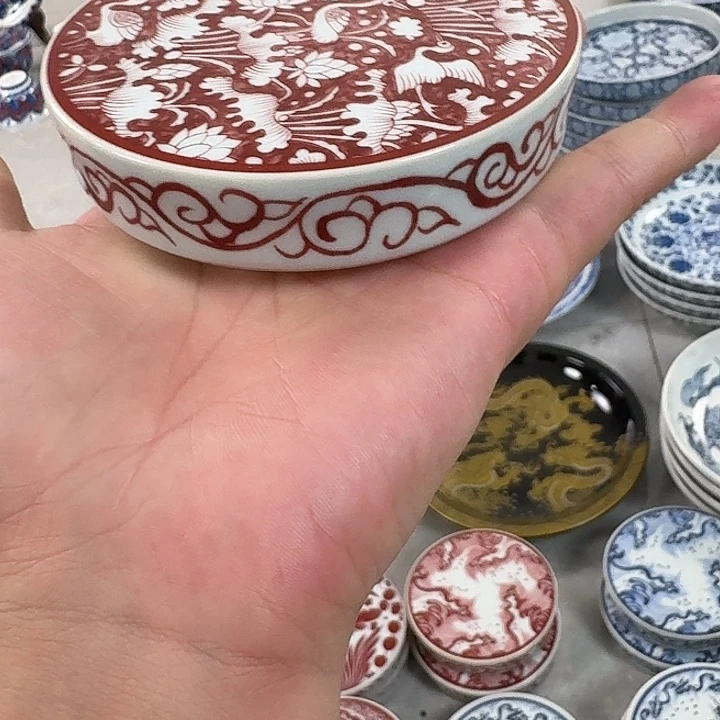 瓷片釉里红一路连科盖直景德镇