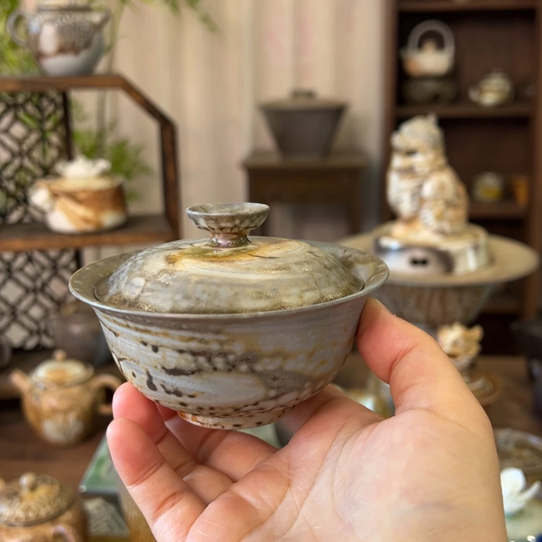 14中白重落灰精品盖碗
