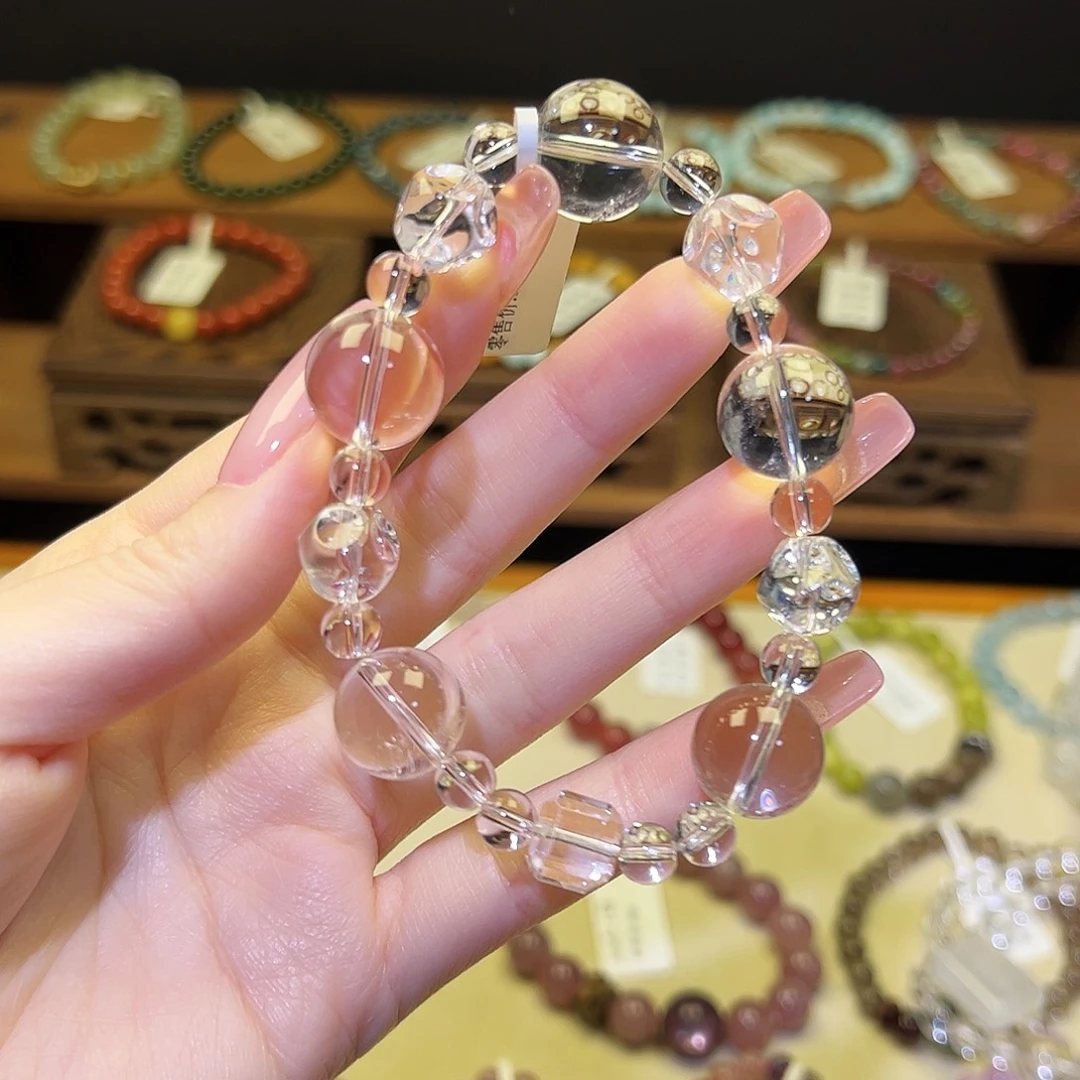 水晶手串银S925镀金镶嵌白1499
