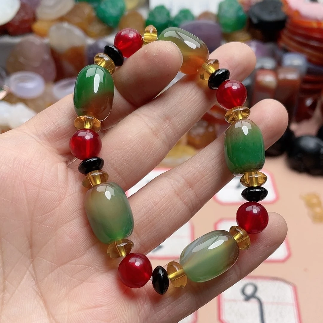 玛瑙/玉髓颈饰银S925镀金镶嵌简*