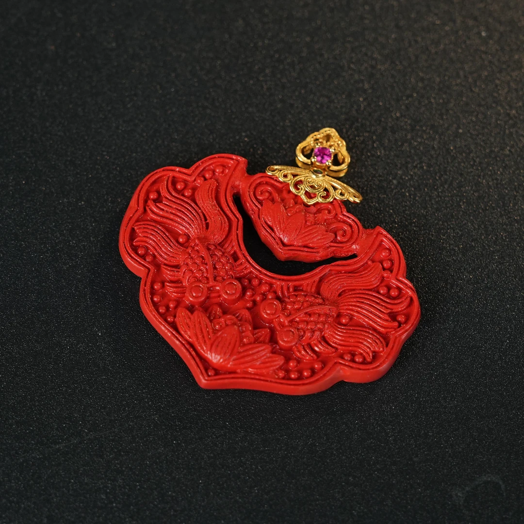 含辰砂工艺品R*朱砂如意锁吊坠@YMG41012415@送T针链