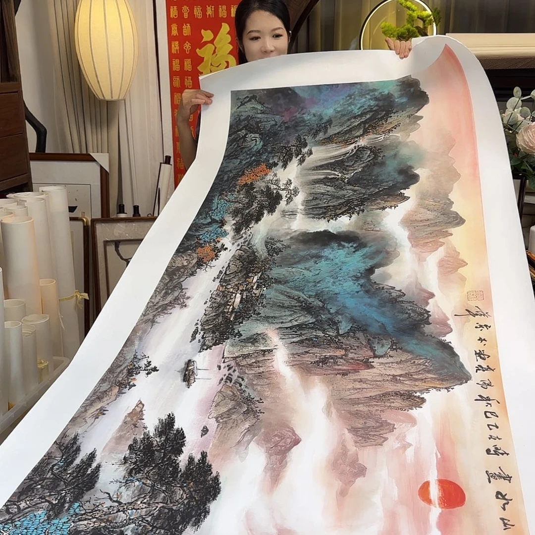 国画伊人阳亮山水国画